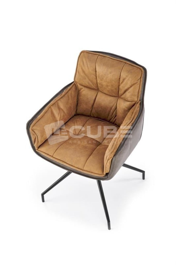 Chaise HUGO cuir brun - Le Cube Artisan Créateur