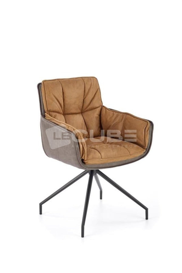 Chaise HUGO cuir brun - Le Cube Artisan Créateur