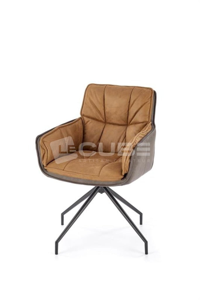 Chaise HUGO cuir brun - Le Cube Artisan Créateur