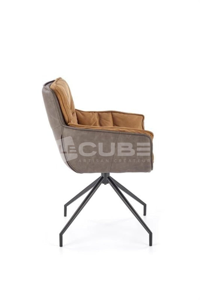 Chaise HUGO cuir brun - Le Cube Artisan Créateur