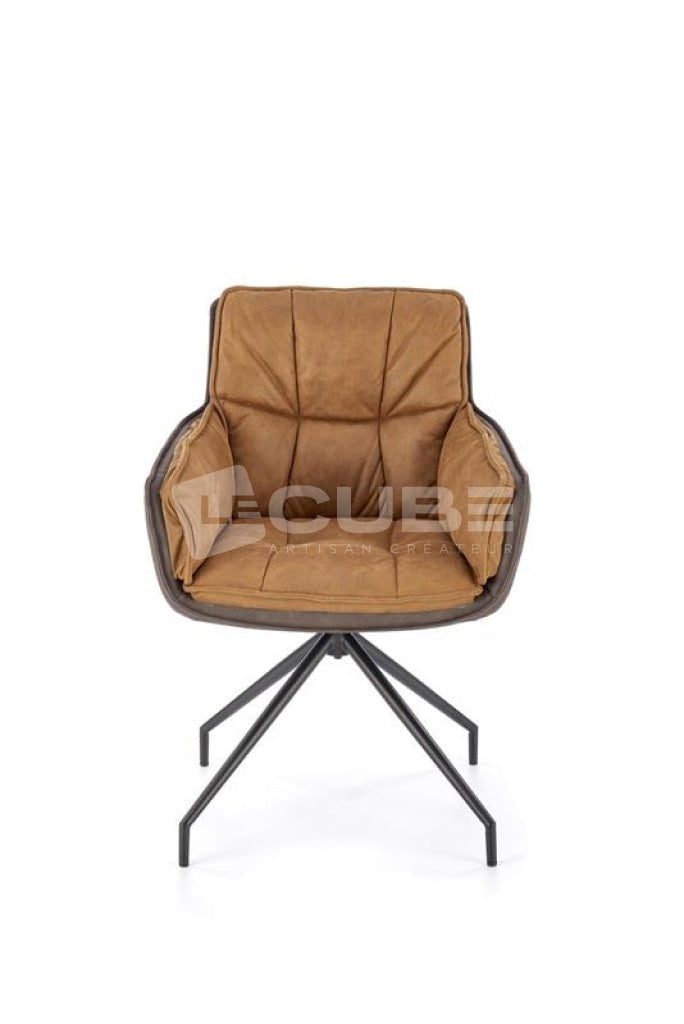 Chaise HUGO cuir brun - Le Cube Artisan Créateur