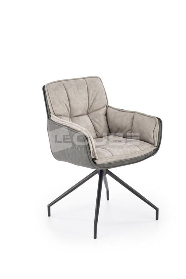 Chaise HUGO cuir gris - Le Cube Artisan Créateur