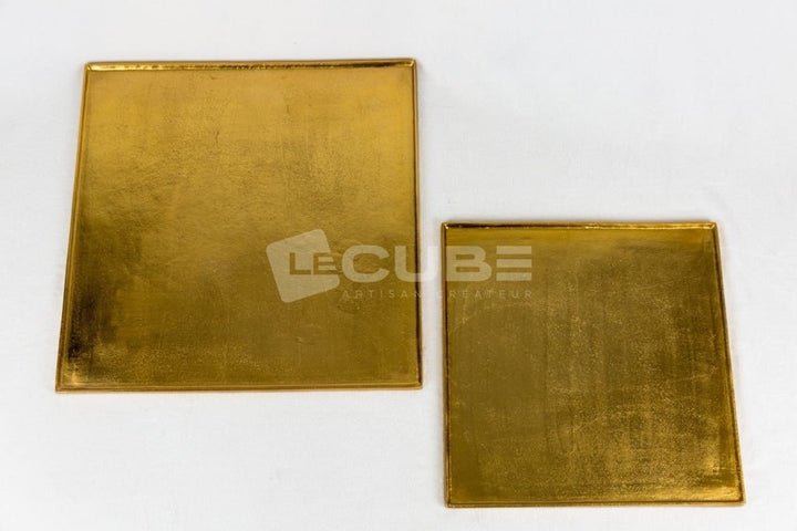 Duo de plateaux carrés dorés - Le Cube Artisan Créateur