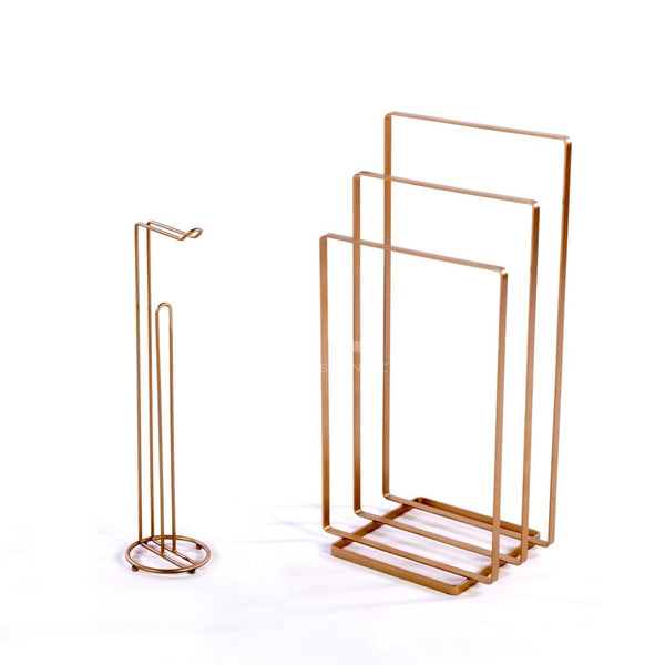 Duo Porte serviettes & Porte papier toilette dorés - Le Cube Artisan Créateur