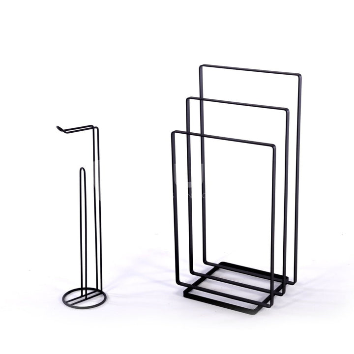 Duo Porte serviettes & Porte papier toilette Noirs - Le Cube Artisan Créateur