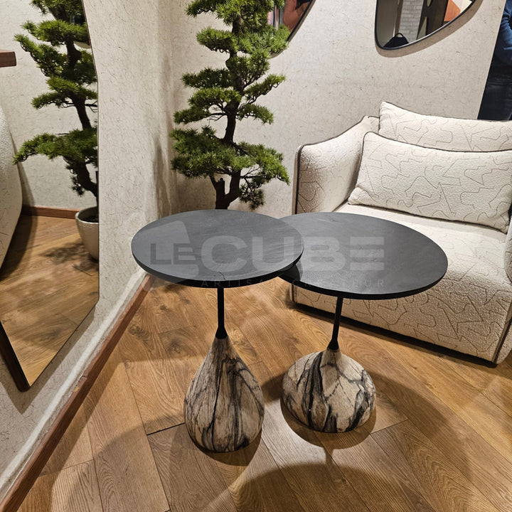 Duo Tables D’appoint Hydro Xxl Grey Marble Ardoise