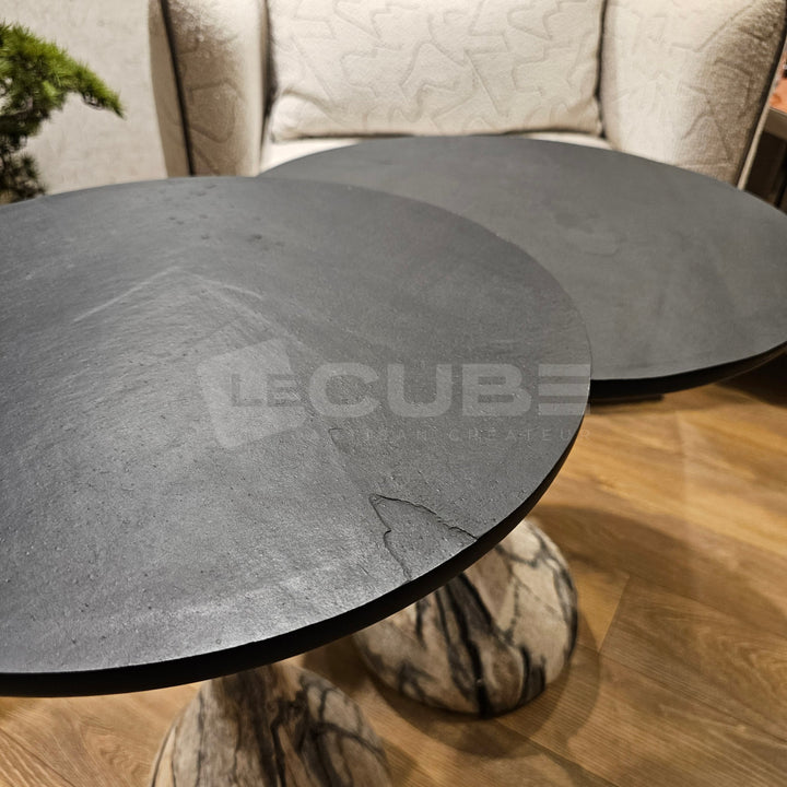 Duo Tables D’appoint Hydro Xxl Grey Marble Ardoise