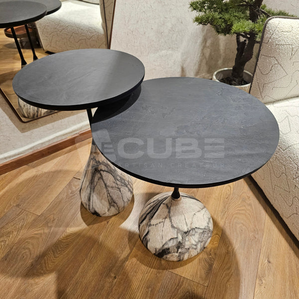 Duo Tables D’appoint Hydro Xxl Grey Marble Ardoise