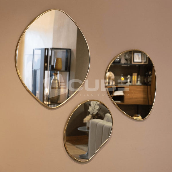 Le Trio de miroirs en laiton - petites tailles - Le Cube Artisan Créateur