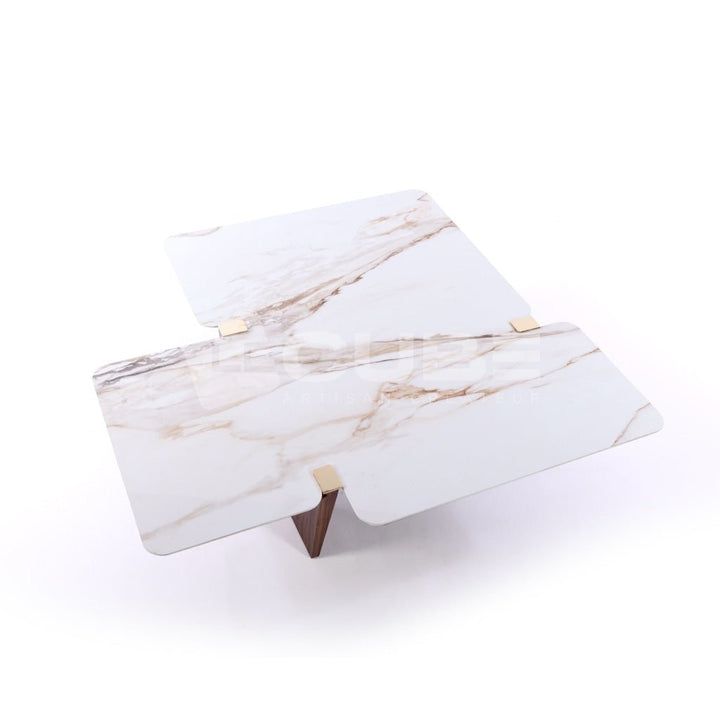 Table basse MILA céramique Antique White - Le Cube Artisan Créateur