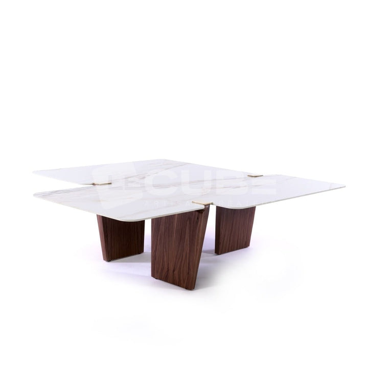 Table basse MILA céramique Antique White - Le Cube Artisan Créateur